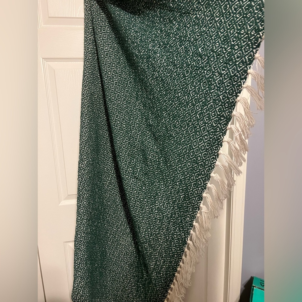 Green throw blanket